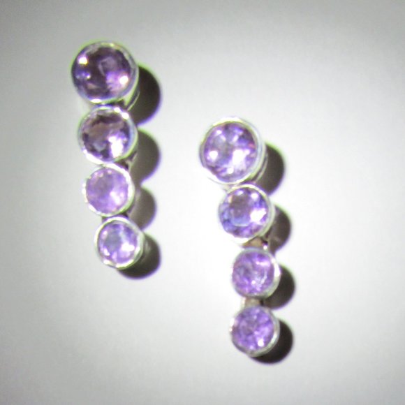 Jewelry - Vintage Amethyst Drop 925 Silver Post Earrings